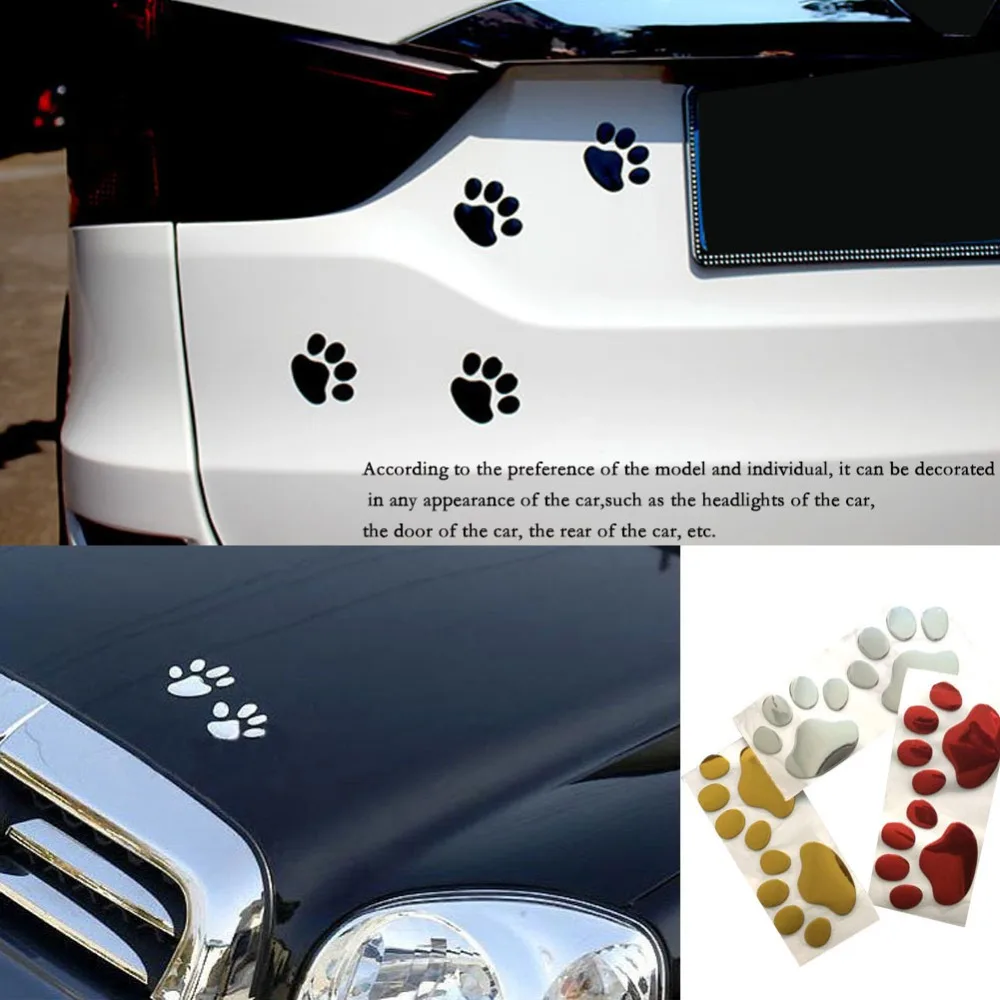 

Pairs PVC 3D Car Stickers Mini Bear Dog Paw Creative Design Waterproof Personality Scratch Adhesive Kawaii Cute Stickers