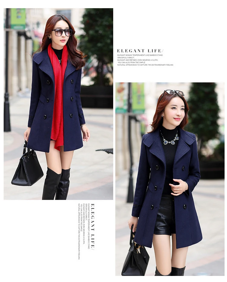2017 Korean version of the new spring section of the female woolen slim thin woolen jacket in the long paragraph thin section Nizi coat (9)