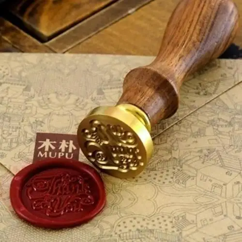 Novelty-Brass-Head-Wooden-Handle-Flower-Wax-Seal-Stamp-Letter-Card-Decor-Gift