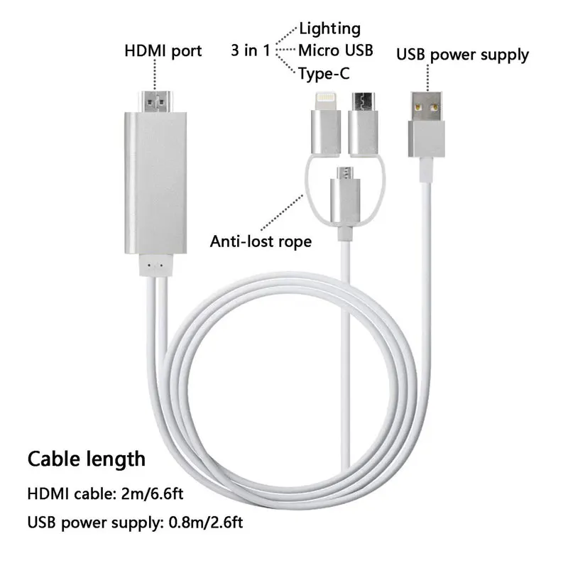 2 в 1 для MHL HDMI кабель для samsung A7 J5/для iPhone X 8 7 6 6 Plus huawei Micro USB к HDMI кабель адаптер HD ТВ разъем