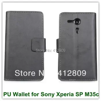 

Hot Sales PU Leather Folio Wallet Back Cover Protector Case for Sony Xperia SP M35C with Card Holder Case Free Shipping