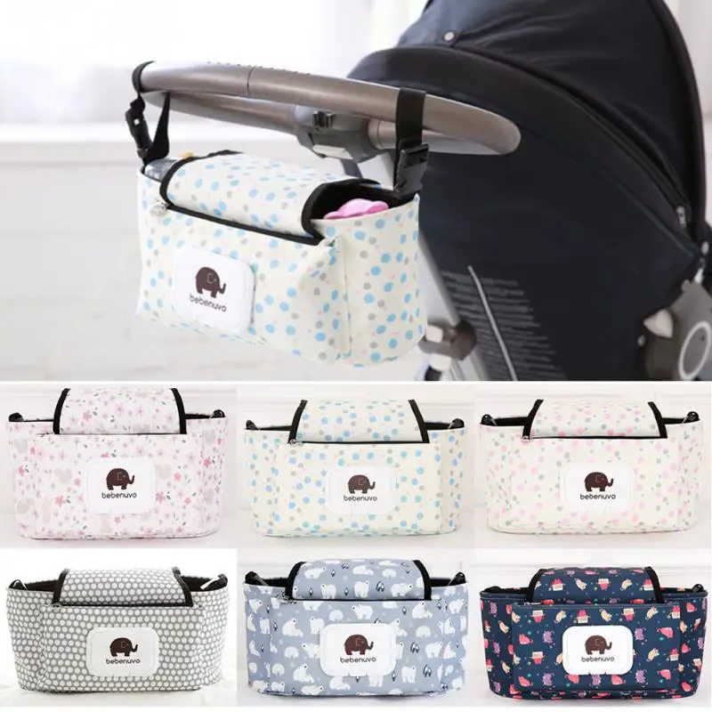 

Baby Carriage Stroller Bag Hanging Nylon Sundries Organizer Bottle Holder Diaper Carry Store Large Capacity