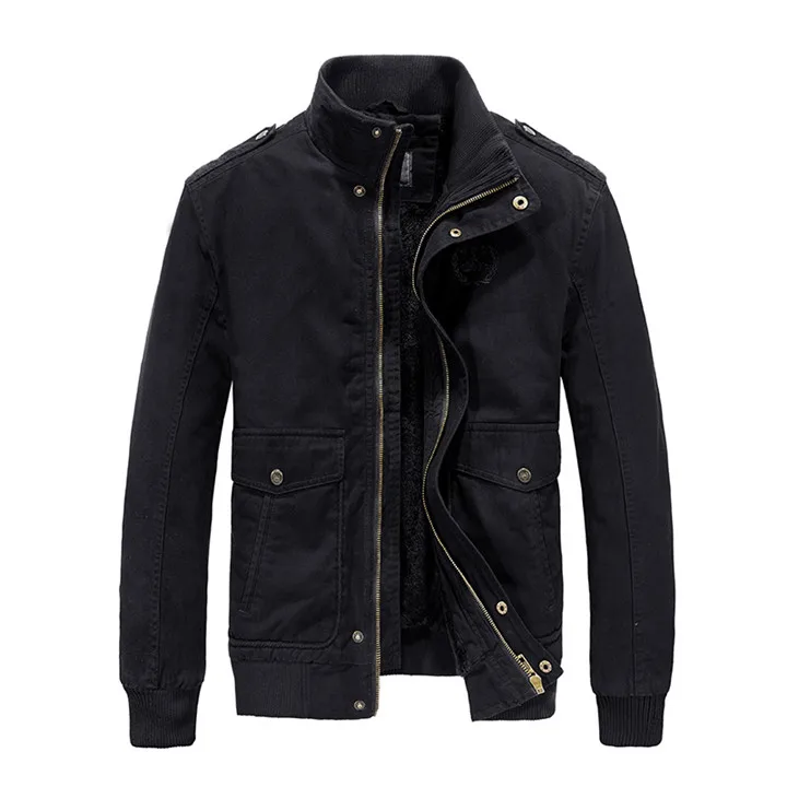 Мужская зимняя куртка бренд veste homme hiver AFS JEEP Военная Мужская Зимняя парка теплое пальто из плотного флиса мужской размера плюс 4XL - Цвет: Черный