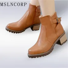 Size 34-43 New Spring autumn winter Zipper women boots round toe platorm shoes fashion Square High Heel soft leather ankle boots nesimoo size 34 43 fashion zipper 2017 round toe pu leather women shoes square high heel ankle boot women motorcycle boot