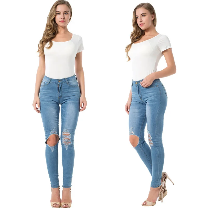 New Fashion Jeans Women Pencil Pants High Waist Jeans Sexy Slim Elastic