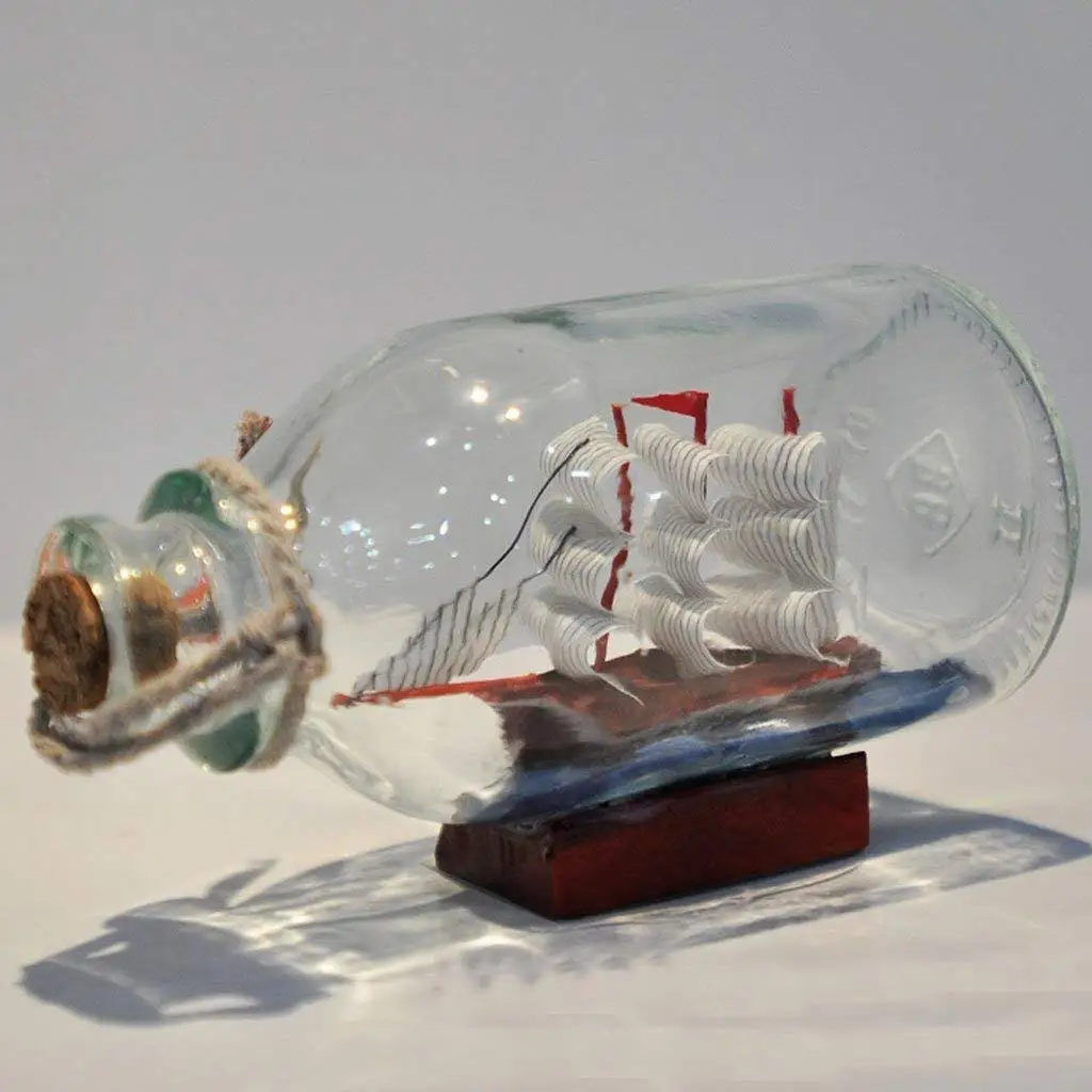 

Glass Pirate Ship Sailing Boat Wishing Drift Bottle Home Office Decor Gift Colorful