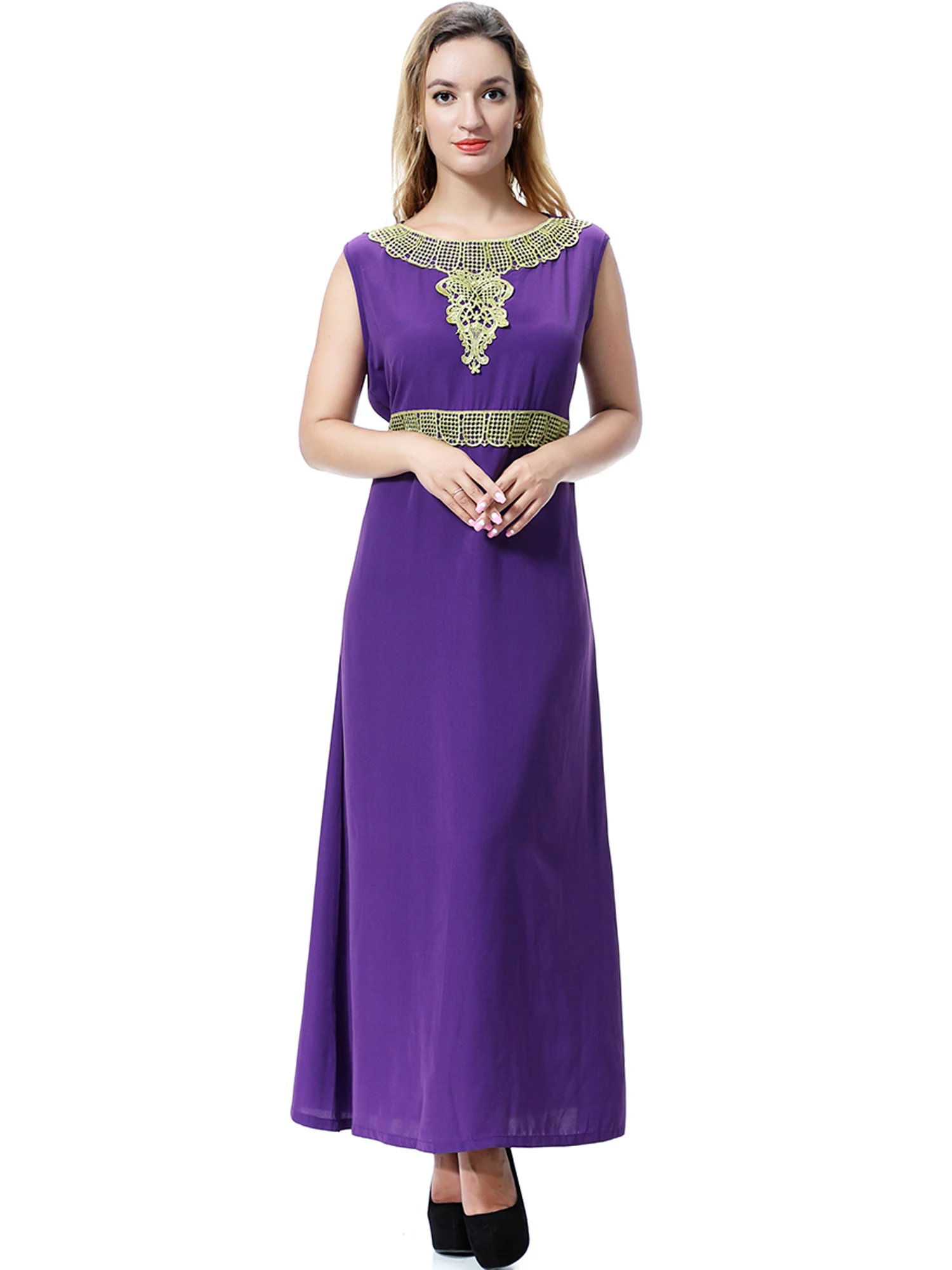 Арабских праздничная одежда Для женщин без рукавов Абая, для мусульман в этническом стиле с вышивкой, длинные платья для женщин в