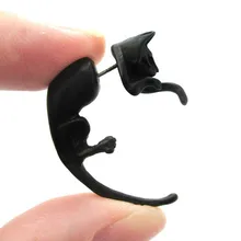 2015 Top Selling Gold Silver and Black Fake Gauge Earrings for Women Realistic Kitty Cat Pet Animal Plug Earrings EY-E096