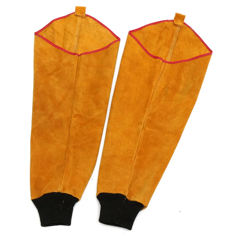 

Brand New 1 Pair Cow Leather Welding Sleeves with Elastic Cuff Welder's Leather Gloves Anti-electric Welding Sparks Yellow