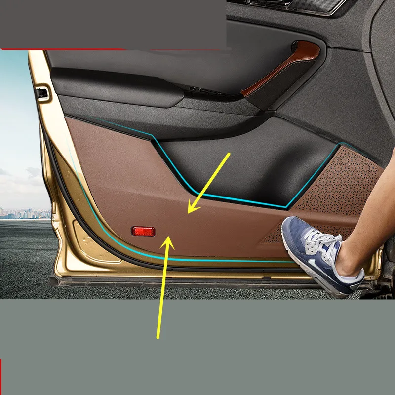 

Leather Carbon Fibre Doors Interior Anti-Kick Pad Mat For Skoda Kodiaq AB348