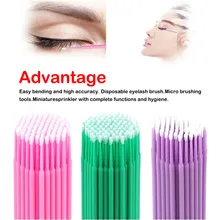100 шт./упак. прочный Micro одноразовые микрометрические щеточка для ресниц индивидуальных удаление инструмент кисти для наращивания ресниц инструменты, щетка