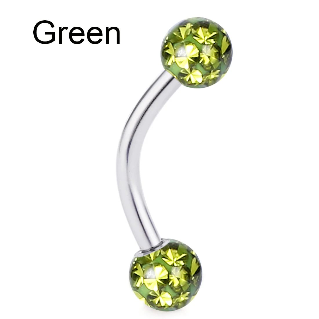 1 шт. эпоксидной Кристалл Ferido мяч кольца для губ изогнутая гантель из нержавеющей стали для бровей Пирсинг для тела ювелирные изделия для Для женщин девочек MD08 - Окраска металла: Green Color