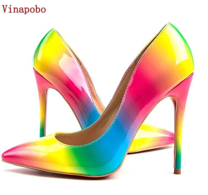 high heel rainbow shoes