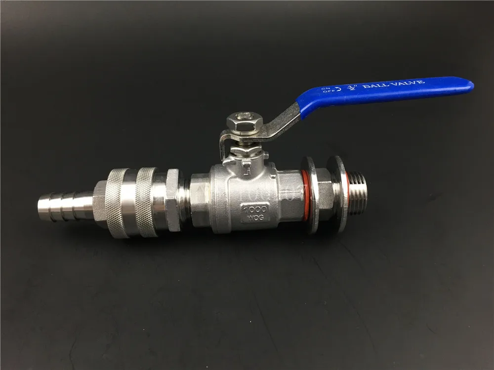 Free shipping! 12 BSP 304 Stainless Ball Valve with 12 barb Quick Disconnect Set,Homebrew Beer Fitting (5)