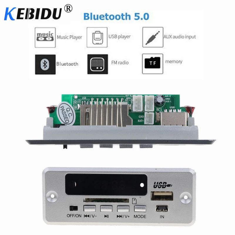 

KEBIDU Bluetooth5.0 MP3 Decoding Board Module Wireless Car USB MP3 Player TF Card Slot USB FM Remote Board Module for Speaker