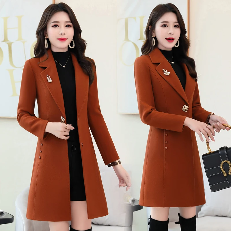 

Korean style woman coats fashion women's winter jacket Woolen coat Long sleeve outerwear for women Large size Cashmere coat 2173