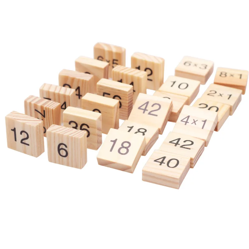 Wooden Digital Board Multiplication Table Educational Math Toys Dominoes Children Preschool Teaching Counting and Stacking Board