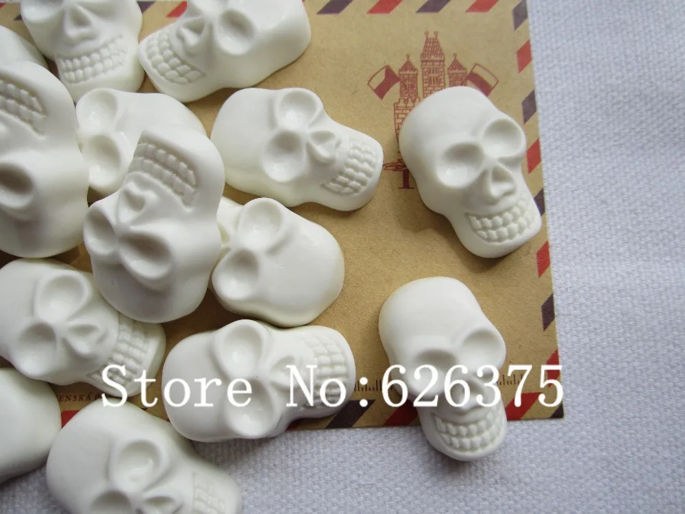 

Rena!! Min.order $6 (mix order), Resin Cute White Skull for Hair Bow Center Scrapbooking Phone Deco, DIY (19*30mm) Free Shipping