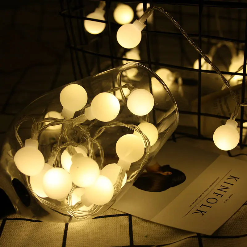 Праздничное освещение светодиодный шар света строки 3.5 м 20 светодиодов вишня шары теплый белый Батарея коробка мяч гирлянды Рождество огни