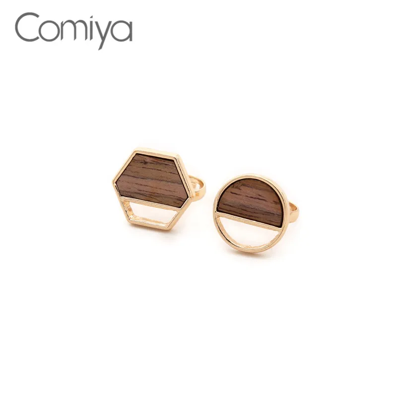 

Comiya Fashion Rings For Women Round Geometric Wood Mosaic Charms Ring Bague Femme Wedding Mujer Bijoux Feminino Indian Jewelry
