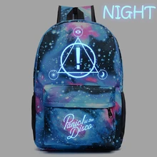 WISHOT Panic At The Disco рюкзак Galaxy школьный рюкзак, сумка для книг детская модная сумка на плечо дорожная сумка для подростков светящаяся