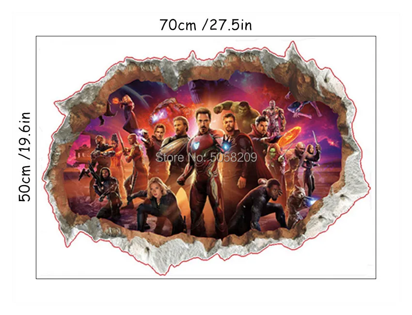 Капитан Америка 3d сломанные виниловые настенные наклейки мстители супергерой Marvel плакат для детской украшения Аниме Обои 70*50 см