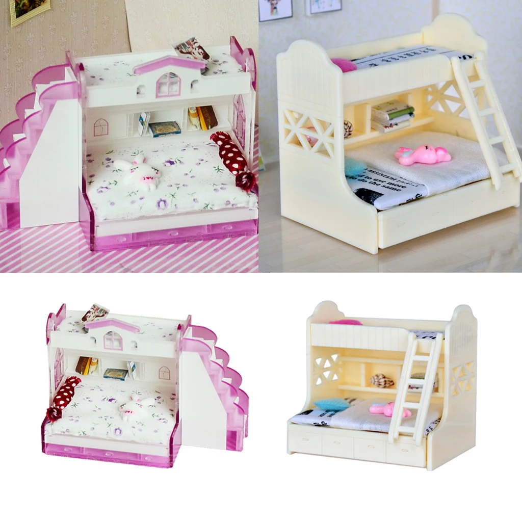 

MagiDeal 1:12 Dollhouse Miniature Furniture Children Bunk Bed DIY Assembled
