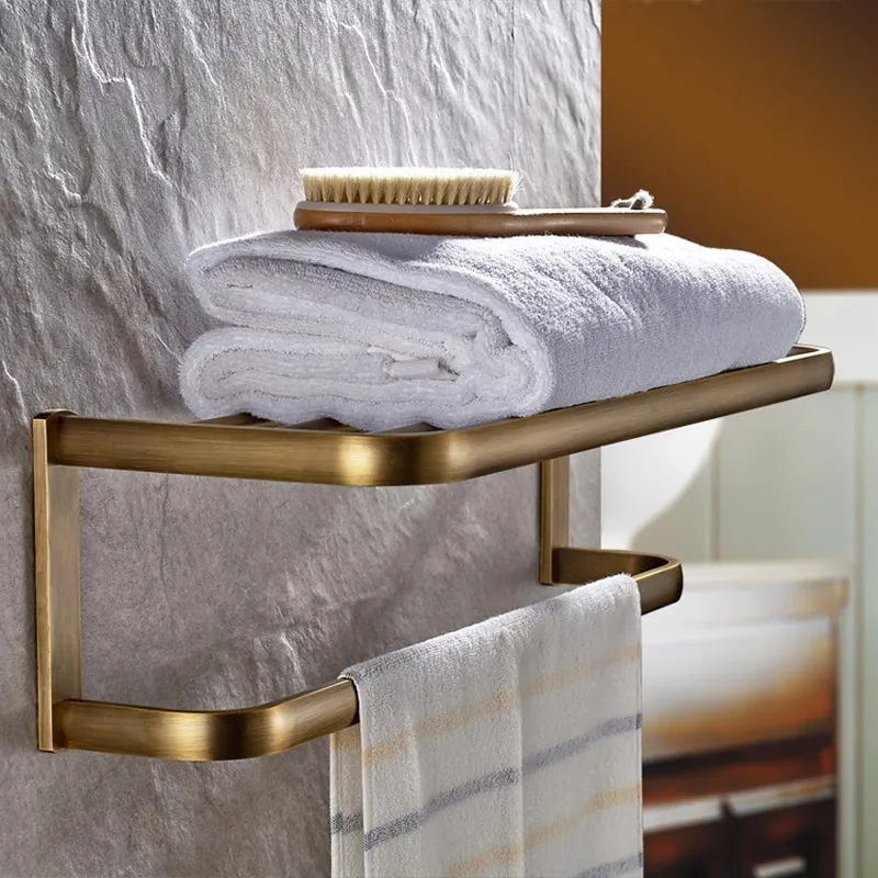 Square Brass Wall Mounted Bathroom Towel Rail Holder Storage Rack Shelf Bar Bathroom Accessories Edemia Home Garden