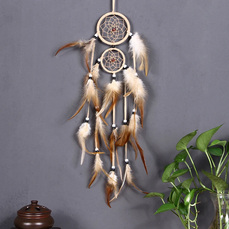 

Vintage Home Decoration Retro Feather Dream Catcher Circular Feathers Wall Hanging Dream Catchers Decor for Car Girl Room Decor