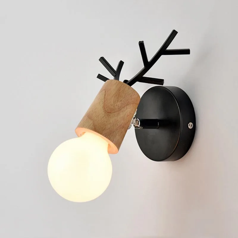 

Nordic Vintage Antler Wall Lamp Contemporary Art Dec Black White Wood Antler Wall Light Sconce Bedside Reading Adjustable Arm