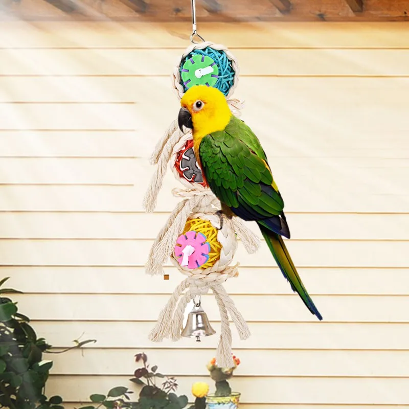Pet Birds Swings Supplies Colorful Balls String Toys For Small Birds