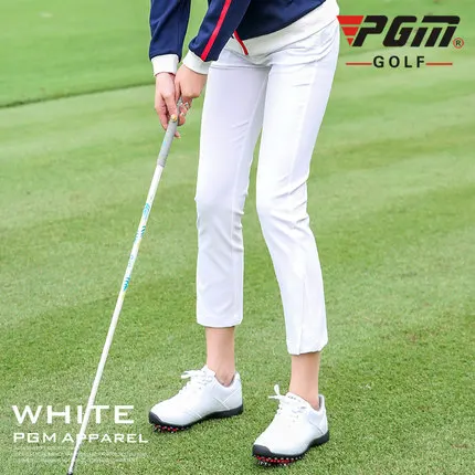 PGM брюки для гольфа женщины и девочки весна Спортивные штаны высокая эластичность средней и низкой талии брюки KUZ050 - Цвет: white