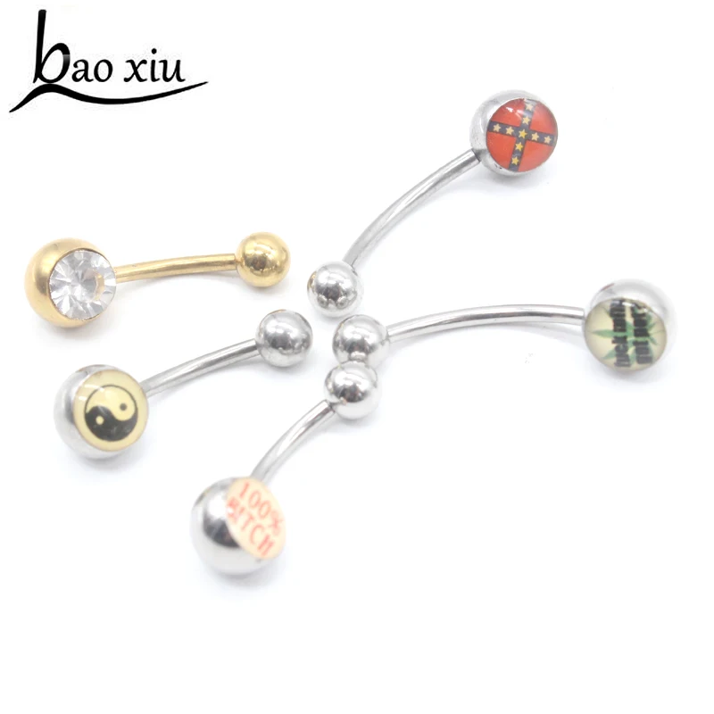 Piercing Jewelry 4-Pair Stainless Steel Nipple/Tongue Rings CZ