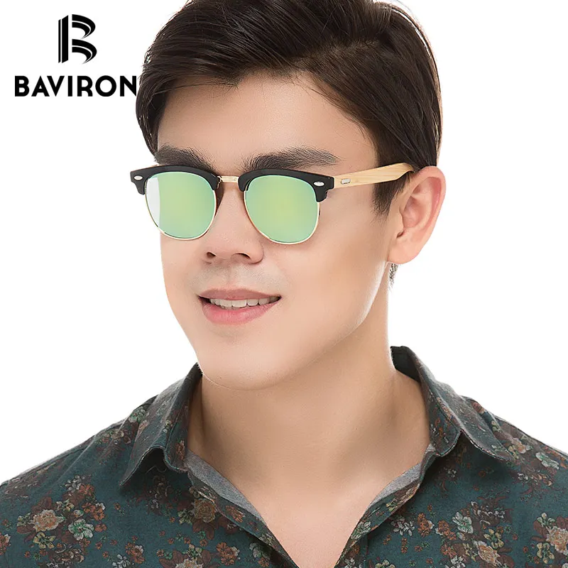 BAVIRON 2018 негабаритных бамбуковые солнцезащитные очки для Для женщин/Для мужчин