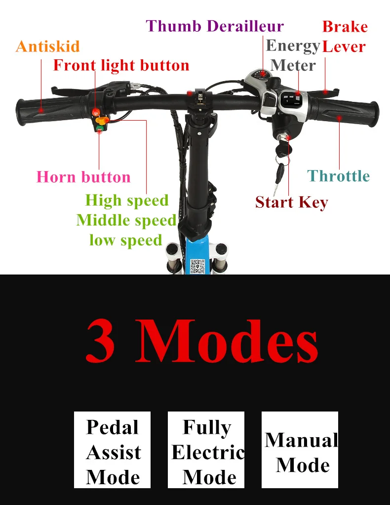 2" складной электрический MTB, 48 В 10Ah Скрытая батарея E велосипед, рама из алюминиевого сплава горный велосипед, принять подвесную вилку