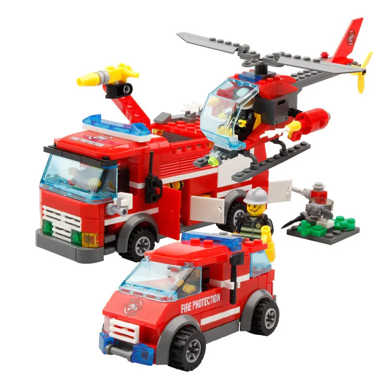 

244Pcs City Fire Fighting Truck Building Blocks Sets Bricks Fireman Figures Educational Toys for Children