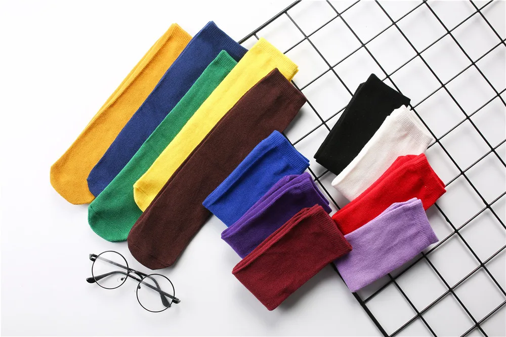 Korea Style Harajuku Candy Cotton Socks Women Cute Short Ankle Socks Yellow Blue Purple Green Red Black Socks For Girls Gift