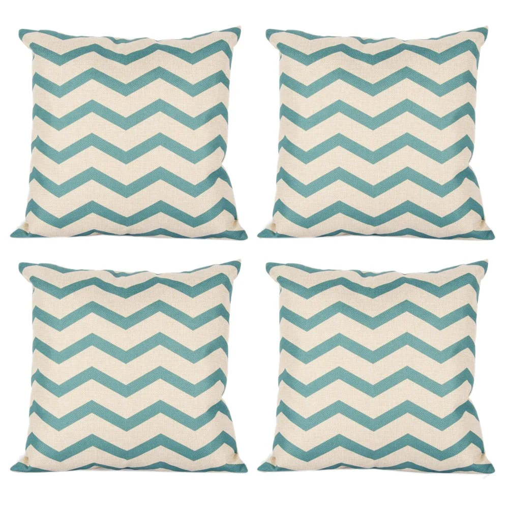 

Hot 18 X 18 Inch Wave Patterns Cushion Cover Canvas Decorative Square Throw Pillow Cases For Sofa Bedroom , With Invisible