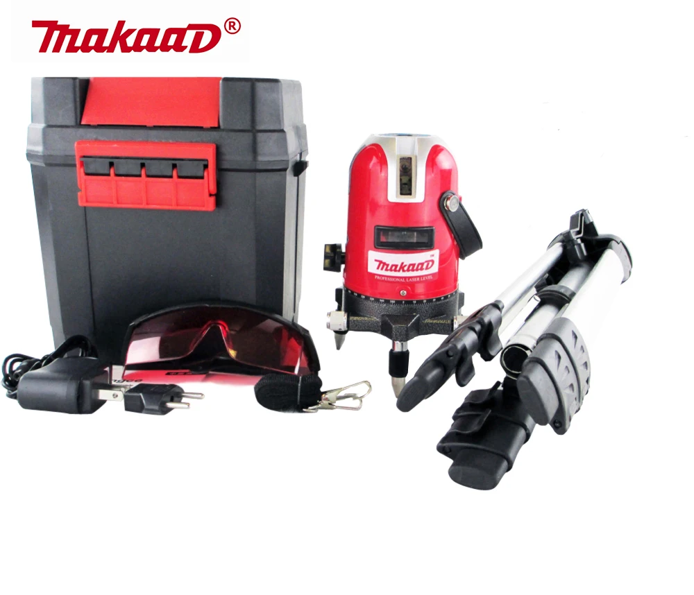 

Brand 5 lines 6 points laser level 360 rotary cross laser line leveling with outdoor and tilt mode+adjustable tripod