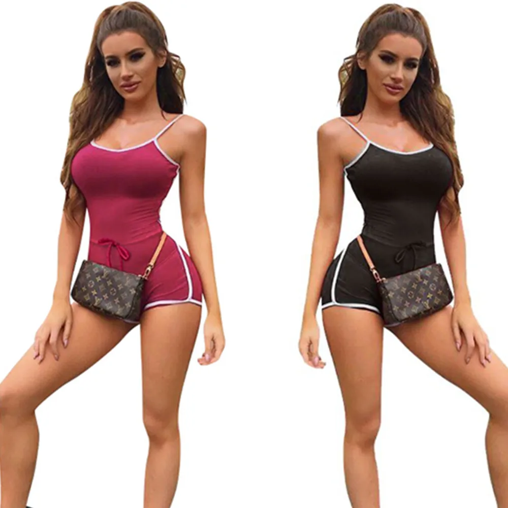 Casual Playsuits Solid Playsuits Spaghetti Strap Rompers Womens Jumpsuit Combinaison Short Femme Fashion Nova Woman Girl Clothes