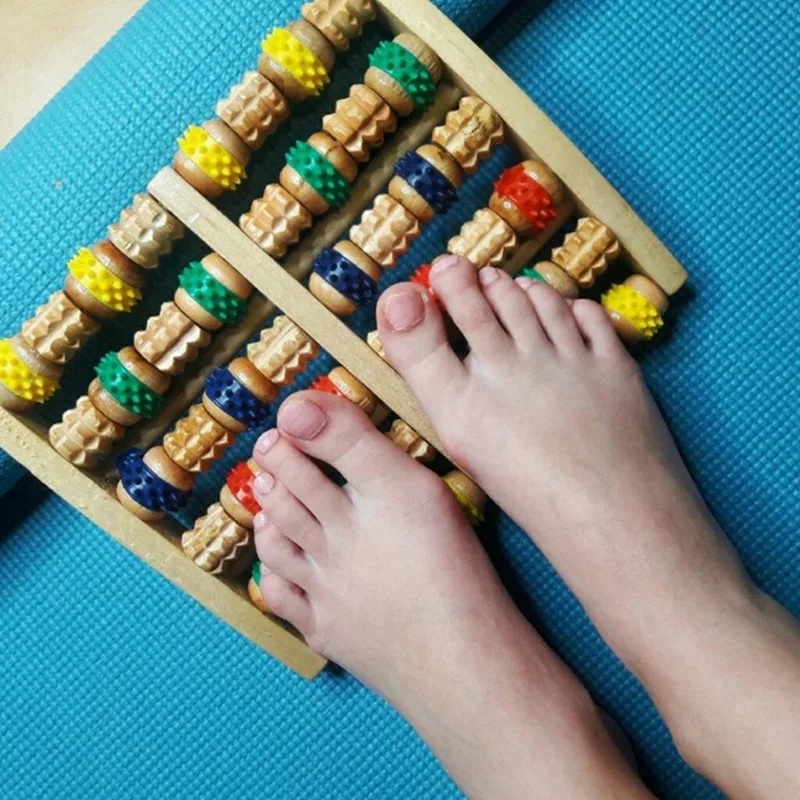 Wooden Foot Massage device Six rows foot massage Foot Roller Massager Reflexology Acupressure Reflexology Stress Roller