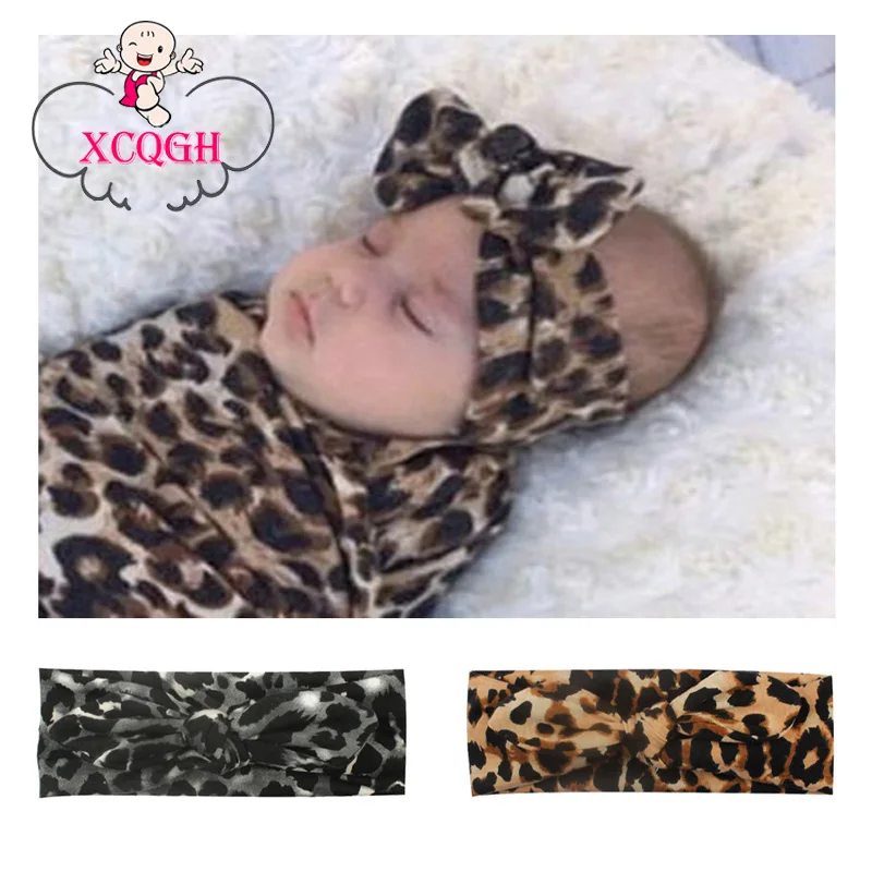 

XCQGH Stretchy Twist Knot Bow Head Wrap Leopard Headband Newborn Baby Bow Infant Cotton Headband Accessories