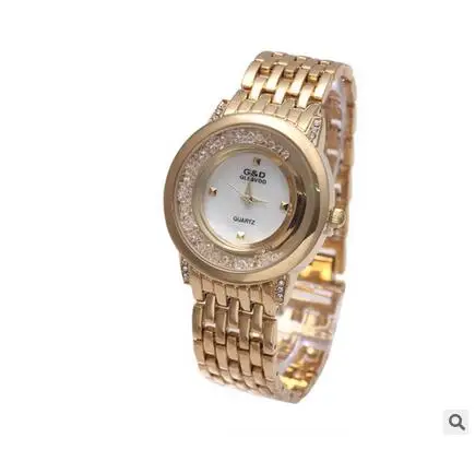 Женские кварцевые часы со стразами золотистые с браслетом подарок для женщин