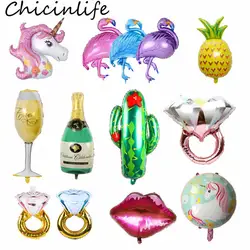 Chicinlife единовечерние Рог партии Фламинго фольга воздушные шары с днем рождения Декор нулевой День рождения Дети для взрослых события