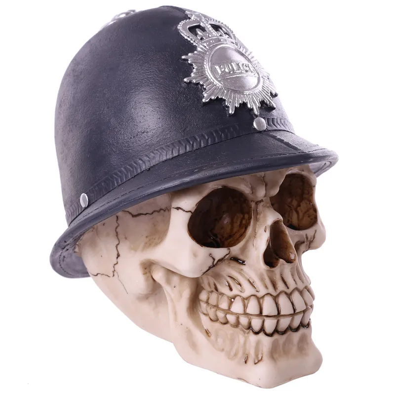 Funky Police Helmet Skull Ornament 
