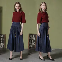 Лето Новое поступление взрывы плюс размер джинсовые юбки эластичные с высокой талией ремни бюст плиссированные юбки 1027