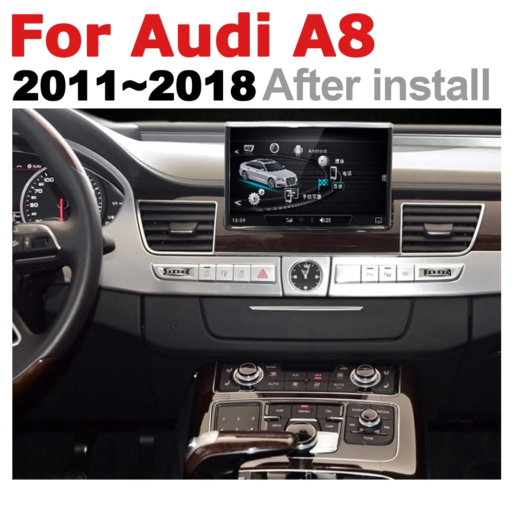 Clearance 8 inch Andrid 7.0 up Car Multimedia Player For Audi A8 4H 2011~2018 MMI radio gps Navi Map WiFi original style Bletooth 1