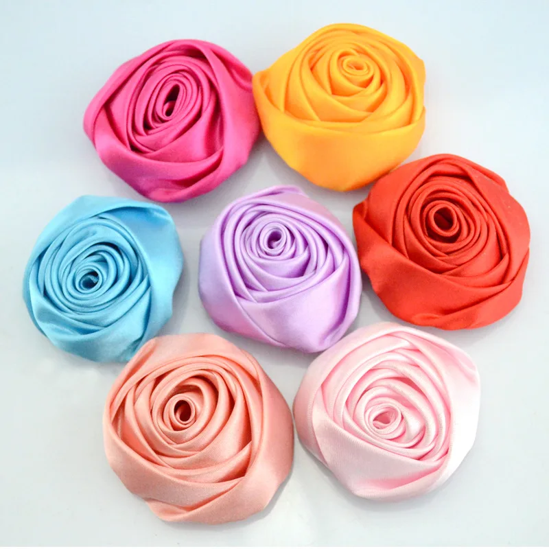 

10pcs 5.5cm Satin Roses Bud DIY Crafts Supplies Artificial Flowers Handmade Wedding Bouquet Baby Headband Hair Clips Material