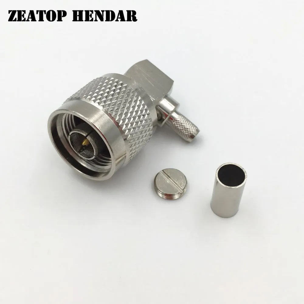 

5Pcs Brass N Male Jack for Right Angle 90 Degree Crimp RG58 RG142 LMR195 RG400 RF Cable Connector Solder Adapter