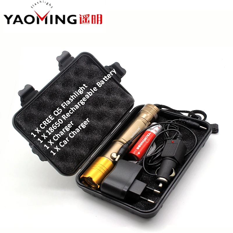 

USB Charging Tactical Flashlight Set Cree Q5 2000LM Rechargeable Led Lantern Linternas 18650 Battery + Charger + Gift Box Torch